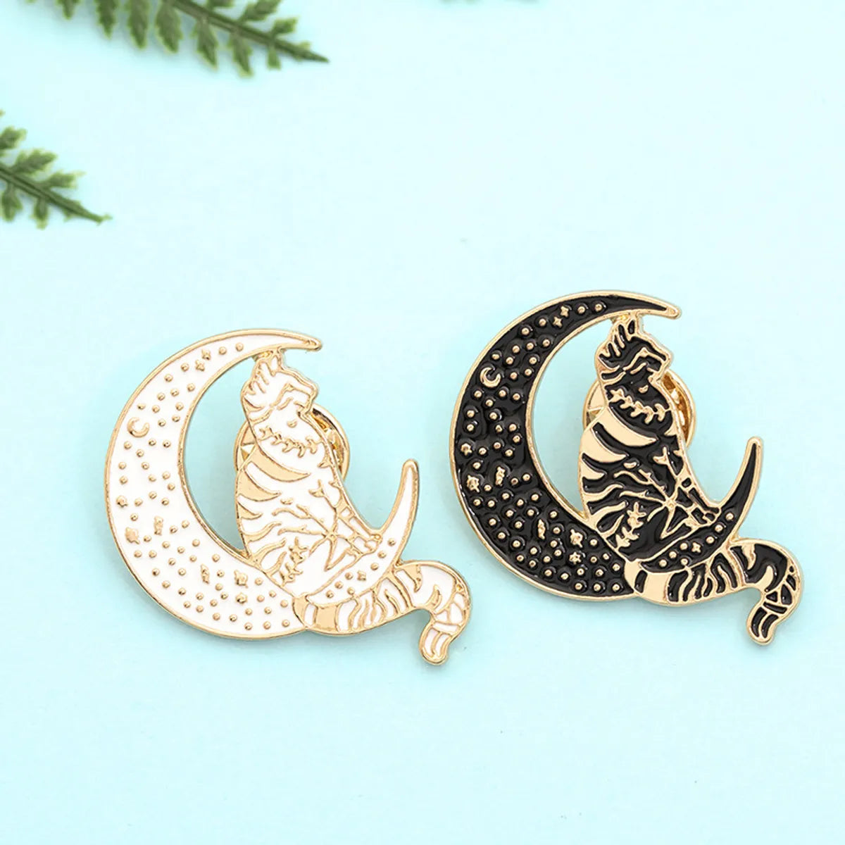 New Brooch Punk Style Cute Cat Brooch Sitting On The Moon Cowboy Badge Wholesale