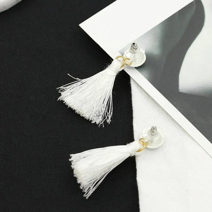 New Button Black And White Tassel Earrings Nhdp145166