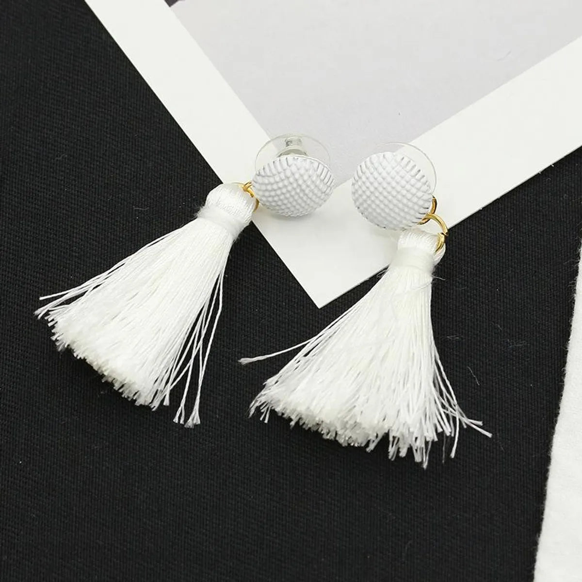 New Button Black And White Tassel Earrings Nhdp145166