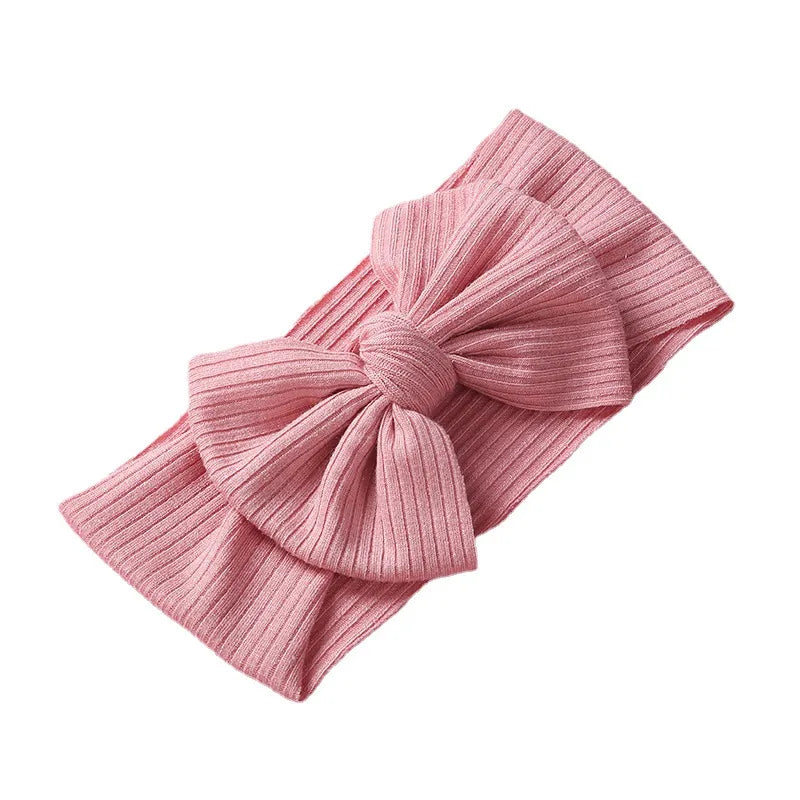 New Children'S Knitted Pit Strip Bow High Elastic Wide-Brimmed Headband