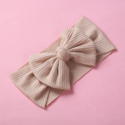 New Children'S Knitted Pit Strip Bow High Elastic Wide-Brimmed Headband