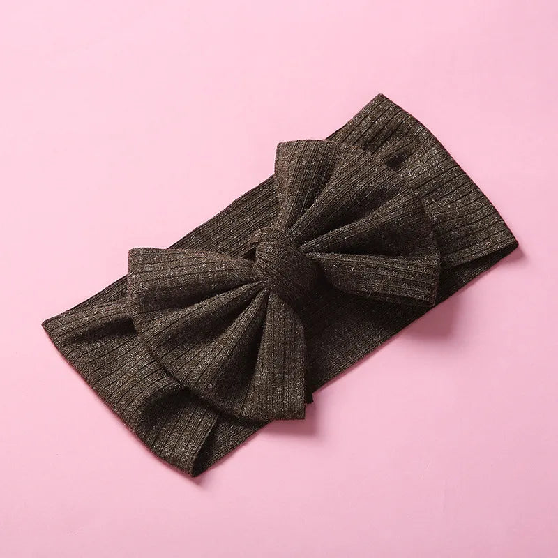 New Children'S Knitted Pit Strip Bow High Elastic Wide-Brimmed Headband