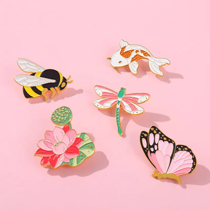 New Chinese Style Dragonfly Butterfly Bee Koi Lotus Delicate Pin Wholesale