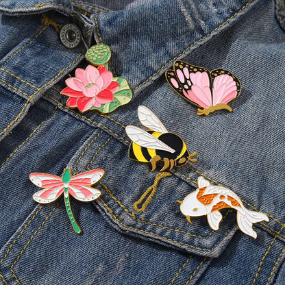 New Chinese Style Dragonfly Butterfly Bee Koi Lotus Delicate Pin Wholesale