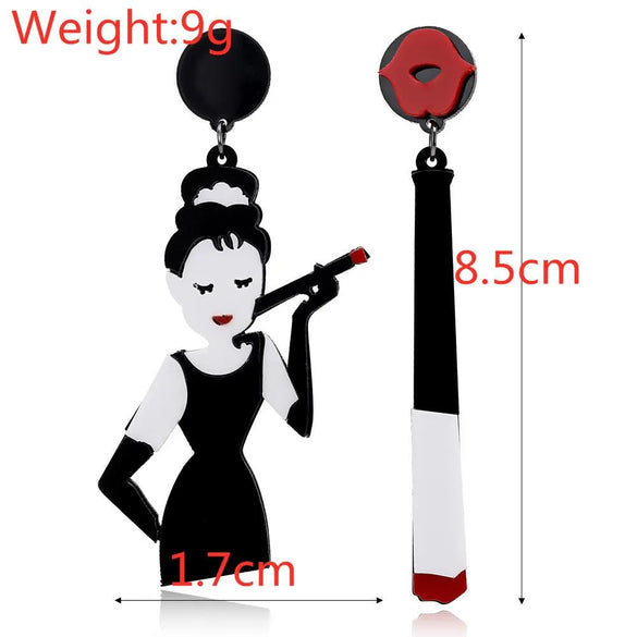 New Cigarette Ladies Acrylic Asymmetric Earrings Earrings Funny Creative Fashion Earrings Female