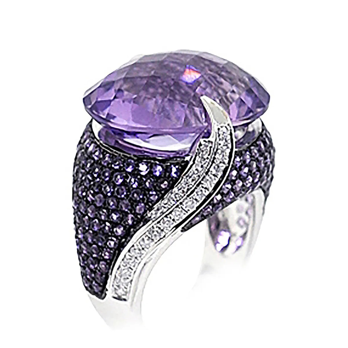 New Classic Versatile Purple Zircon Ladies Copper Ring Jewelry Wholesale