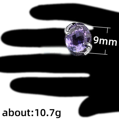 New Classic Versatile Purple Zircon Ladies Copper Ring Jewelry Wholesale