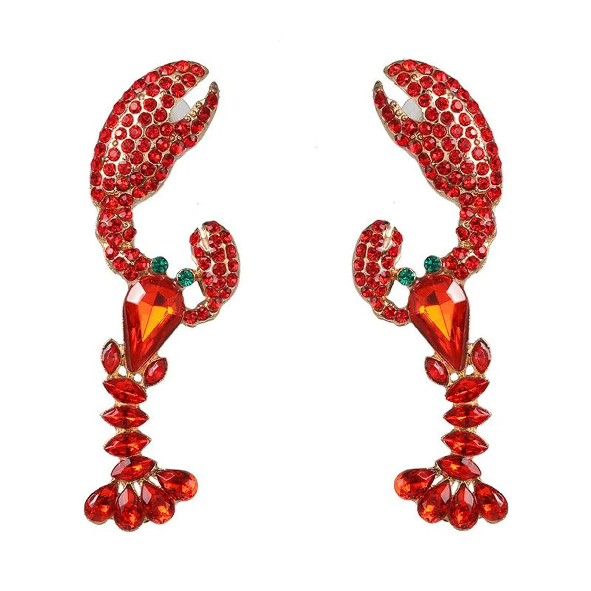 Fashion Lobster Diamond Alloy Acrylic Earrings Ear Studs