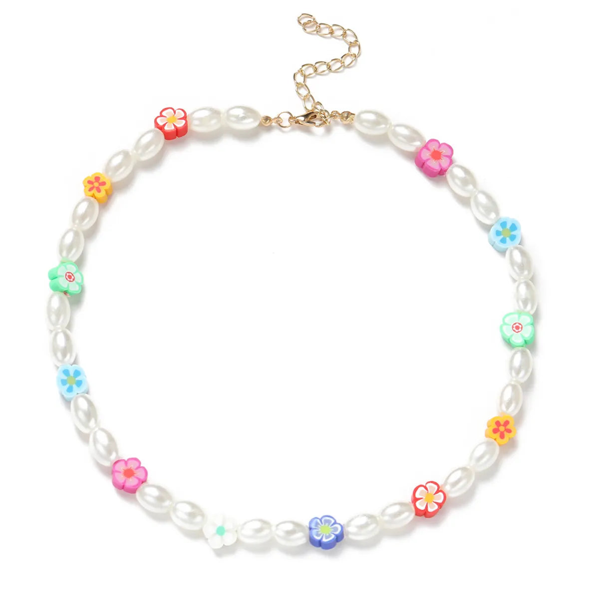 New Color Small Daisy Petals Glass Beads Necklace String Pearl Choker Clavicle Chain Necklace