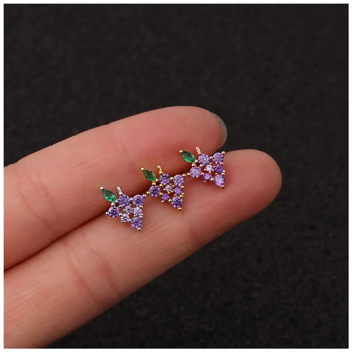 New Color Zircon Stainless Steel Earrings Wholesale