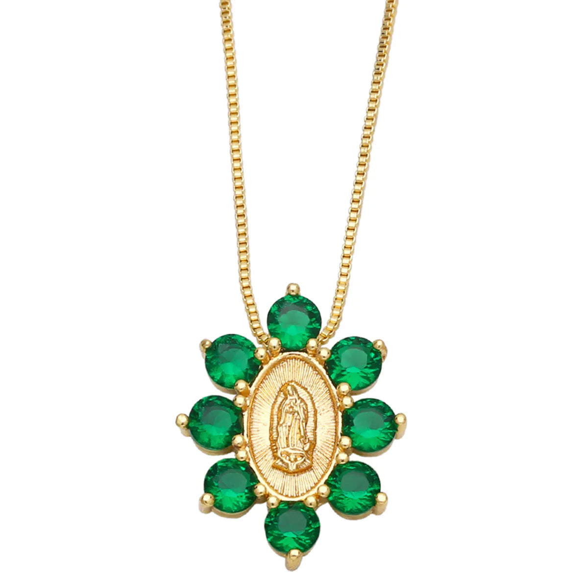 New Color Zircon Virgin Mary Copper 18k Gold-plated Necklace