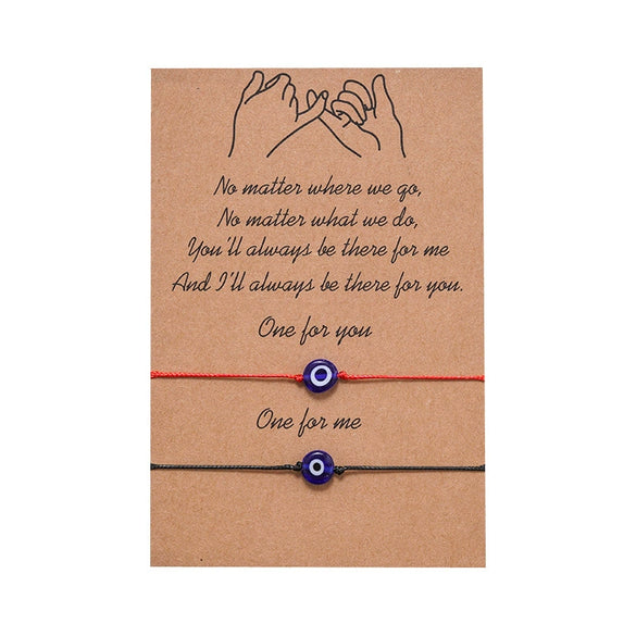 New Couple Card Jewelry Hand Woven Bracelet Set With Turkish Devil Eyes Ethnic National Style Retro Artistic Retro Geometric Pattern Opal Jewelry For Women And Unisex