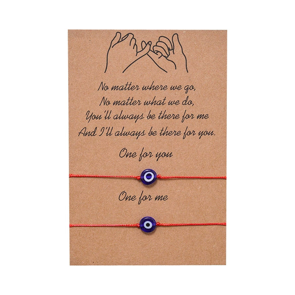 New Couple Card Jewelry Hand Woven Bracelet Set With Turkish Devil Eyes Ethnic National Style Retro Artistic Retro Geometric Pattern Opal Jewelry For Women And Unisex