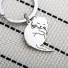 New Creative Black And White Cartoon Cat Stainless Steel Keychain Pendant For Couples