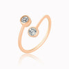 New Creative Earrings Fashion  Copper Inlaid Zircon Ring Personality Double Diamond Opening Ring  Wholesale