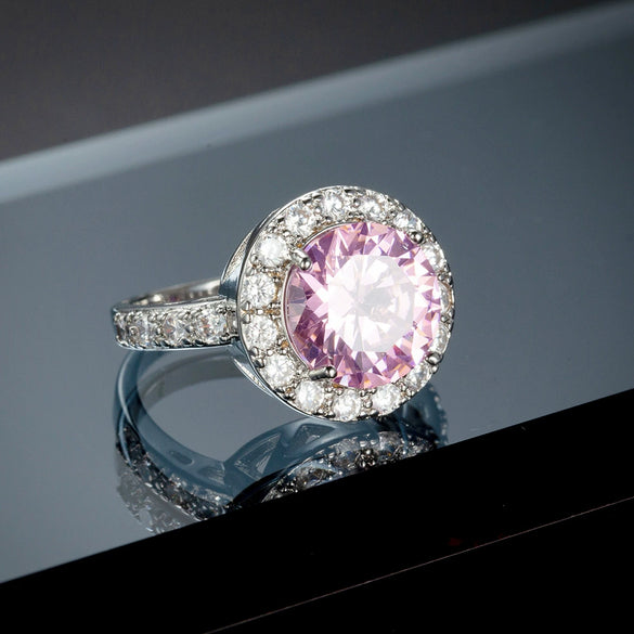 New Creative Fashion Women's Zircon Ring Jewelry For Wedding Made Of Copper With Electroplating Treatment And Natural Geometry Style