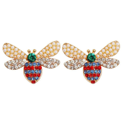 New Creative Insect Bee Full Diamond Stud Earrings