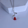 New Creative Jewelry Red Rose Pendant Necklace For Girlfriend Alloy Electroplated Water Wave Chain