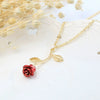 New Creative Jewelry Red Rose Pendant Necklace For Girlfriend Alloy Electroplated Water Wave Chain