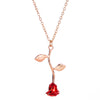 New Creative Jewelry Red Rose Pendant Necklace For Girlfriend Alloy Electroplated Water Wave Chain