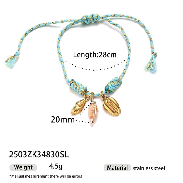 New Creative Stainless Steel Bracelet For Girls With Ceramic Conch And Titanium Steel Pendant Ins Style Nature Animal Zodiac Shape Electroplating Hand Jewelry