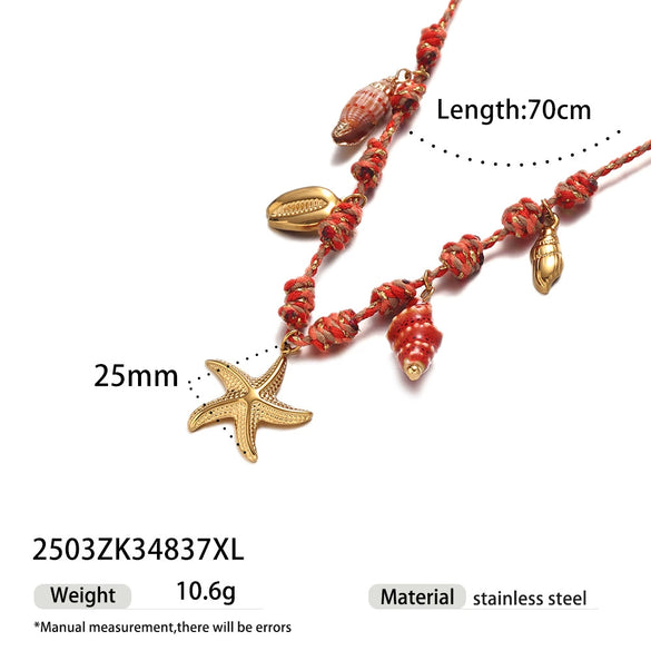 New Creative Stainless Steel Bracelet For Girls With Ceramic Conch And Titanium Steel Pendant Ins Style Nature Animal Zodiac Shape Electroplating Hand Jewelry