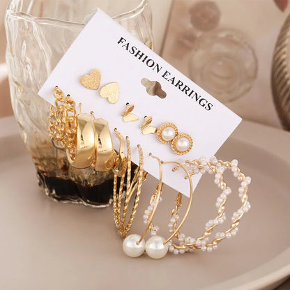 New Creative Pearl Butterfly Chain Earring Set Wholesale Nihaojewelry