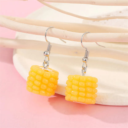 New Creative Resin Vegetable Food Potato Corn Sunflower Earrings Ear Hook