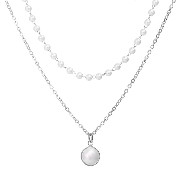 New Creative Retro Simple Drop Shape Pearl And Alloy Clavicle Chain Necklace For Women Set With Pearls