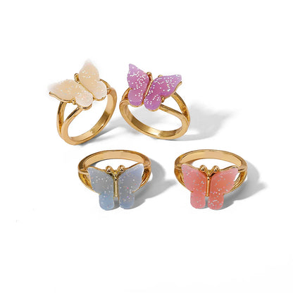 New Creative Simple Resin Alloy Women'S Tail Ring Ring Color Ring Set