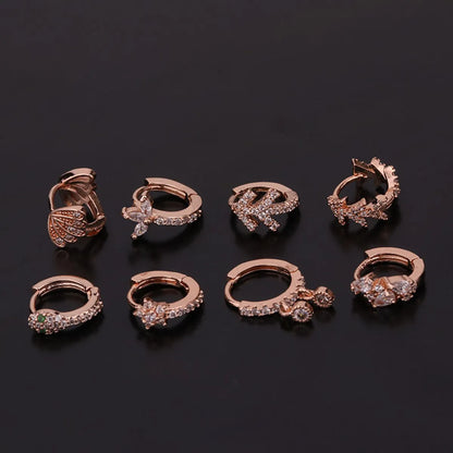 New  Creative Snake-shaped Round Ear Bone Buckle Micro-inlaid Zircon Earrings