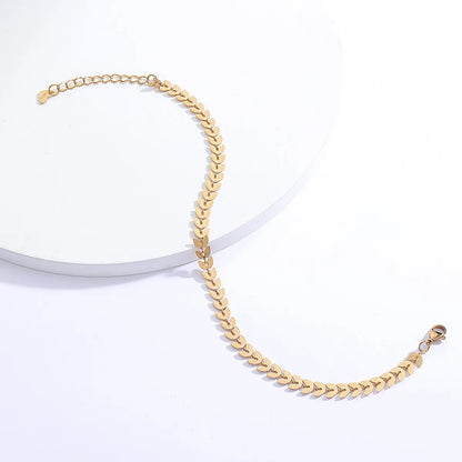 Simple Style Leaf 201 Stainless Steel 18K Gold Plated Women'S Anklet