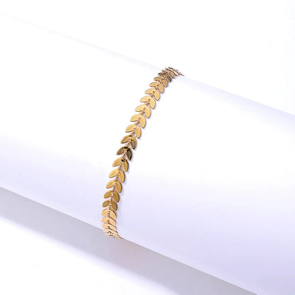 Simple Style Leaf 201 Stainless Steel 18K Gold Plated Women'S Anklet