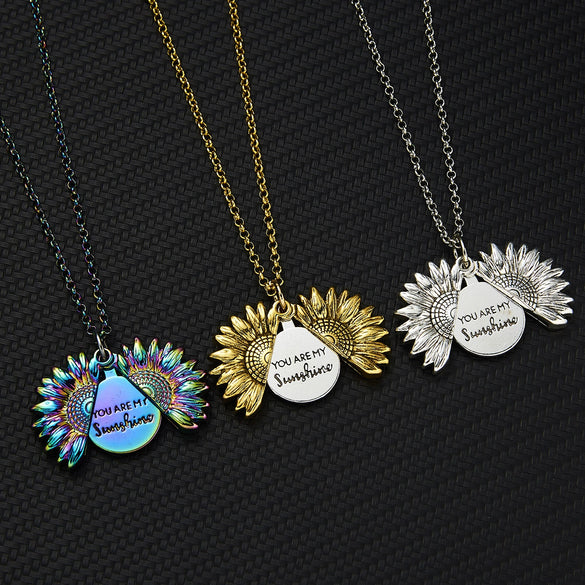 Sunflower Necklace Alloy Simple Plant Flowers Design Electroplating Treatment Process Couple Gift