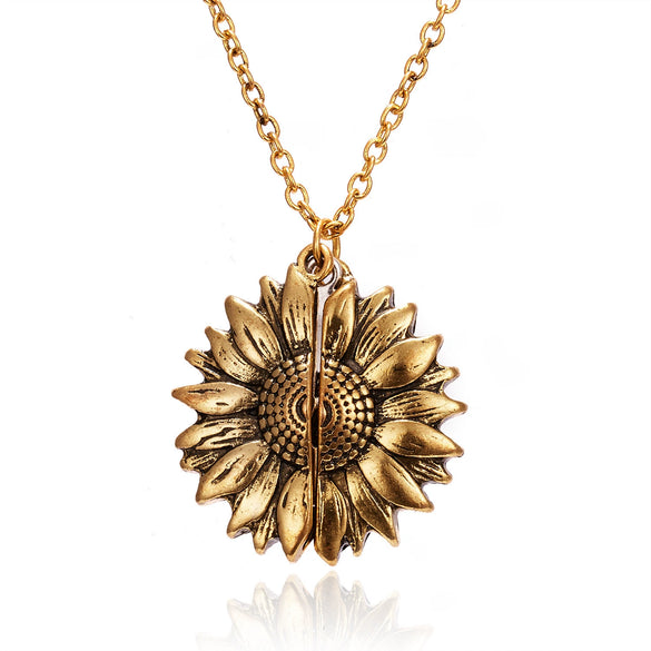 Sunflower Necklace Alloy Simple Plant Flowers Design Electroplating Treatment Process Couple Gift