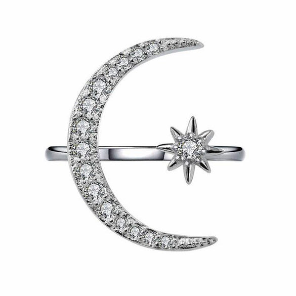 New Crescent Moon Ring Plated 18K Creative Exaggerated Open Engagement Ring