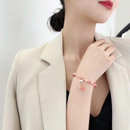 New Crystal Bracelet Korea Strawberry Crystal Buddha Bracelet Hand Jewelry