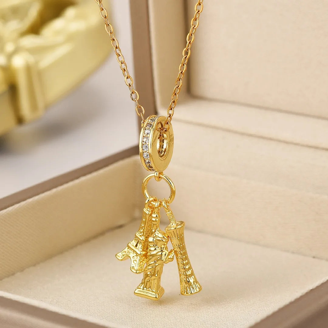 Titanium Steel Copper Gold Plated Simple Style Plating Geometric Pendant Necklace