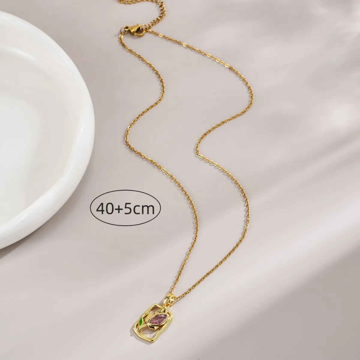 Copper IG Style Sweet Simple Style Plating Hollow Out Inlay Flower Zircon Pendant Necklace