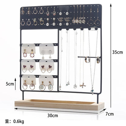 New Detachable Slotted Wood Base Jewelry Display Stand Home Earrings Storage Rack Hanging Necklace Rack Jewelry Storage Rack