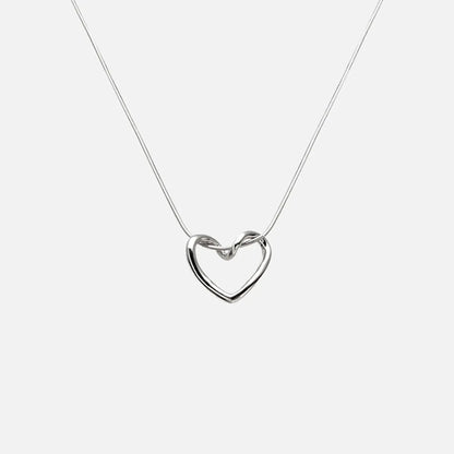 New Diamond Bow Hollow Heart Double Layer Pendant Necklace