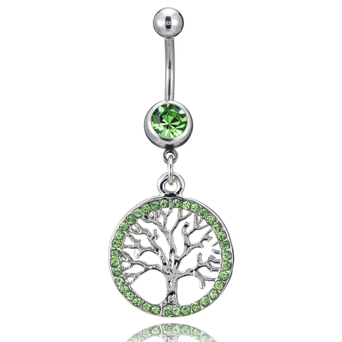 New Diamond-encrusted Happiness Lucky Tree Medical Steel Navel Nails Wholesale