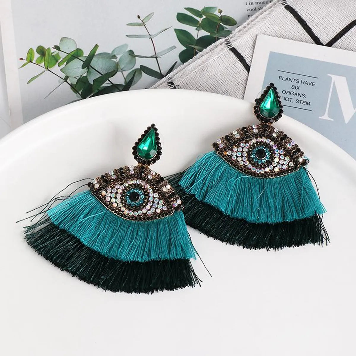 New Diamond Eye Tassel Earrings Devil's Eye Earrings