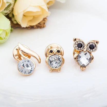 New Rhinestone-Studded Owl Swan Cherry Small Brooches Nhdp148727