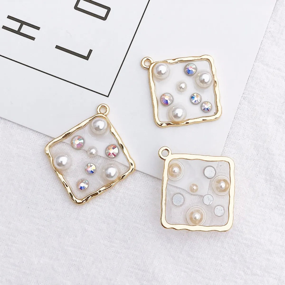 New Diy Ornament Accessories Translucent Drip Love Five-Pointed Star Pendant For Girls Rhinestone Pearl Earring Pendant