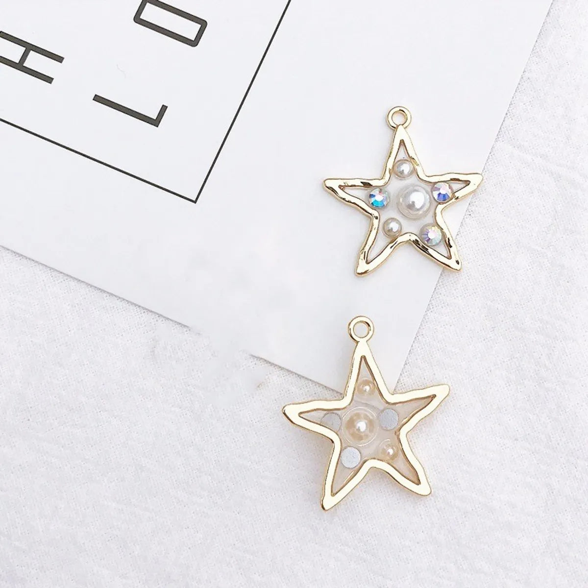 New Diy Ornament Accessories Translucent Drip Love Five-Pointed Star Pendant For Girls Rhinestone Pearl Earring Pendant