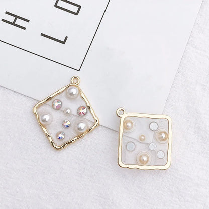 New Diy Ornament Accessories Translucent Drip Love Five-Pointed Star Pendant For Girls Rhinestone Pearl Earring Pendant