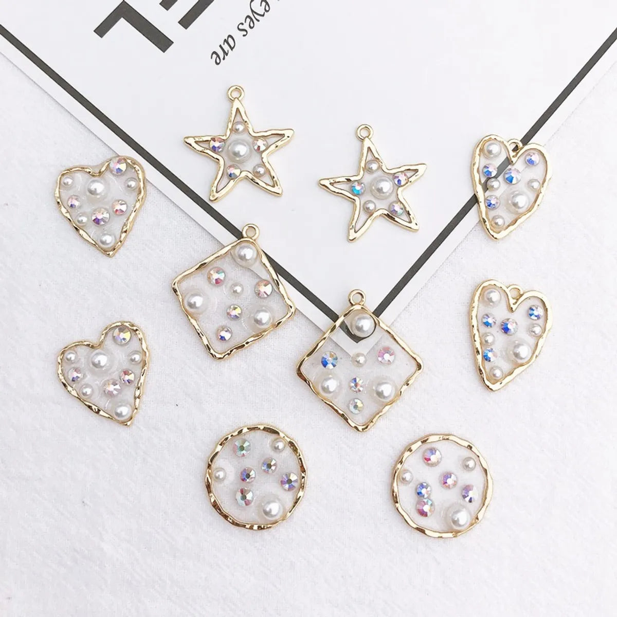 New Diy Ornament Accessories Translucent Drip Love Five-Pointed Star Pendant For Girls Rhinestone Pearl Earring Pendant