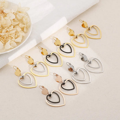 New Double Peach Heart Stainless Steel Earrings Wholesale Gooddiy