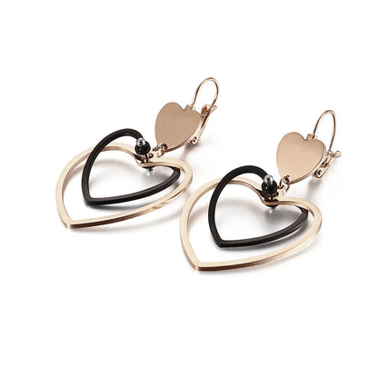 New Double Peach Heart Stainless Steel Earrings Wholesale Gooddiy